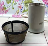 Author's Reusable Mesh Coffee Filter and Coffee Bean Grinder