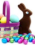 Easter Basket with Eggs, Candy, and Chocolate Bunny
