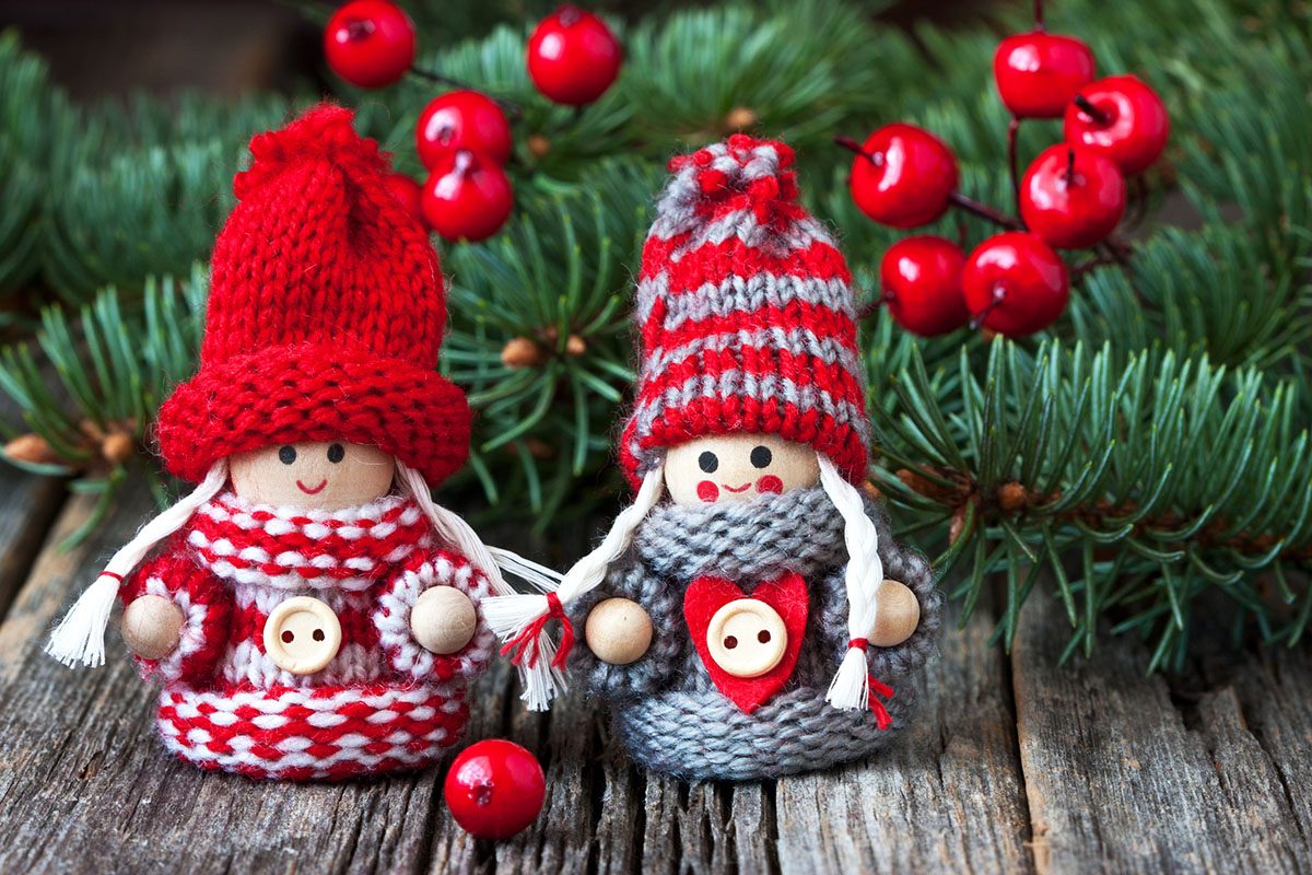 Christmas Gnomes Wearing Knitted Sweaters and Hats