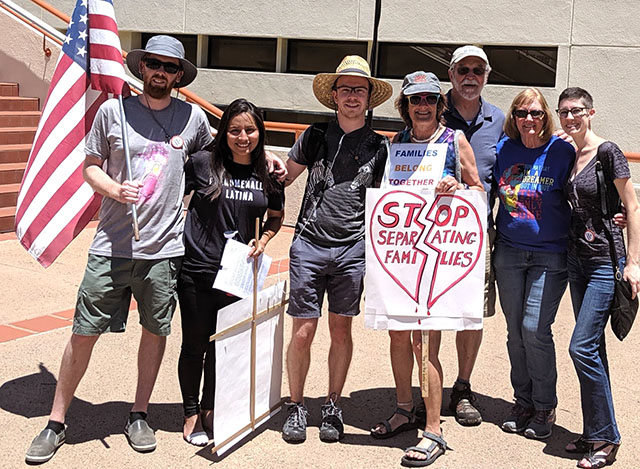 SLO Climate Coalition at Lights for Liberty Rally in San Luis Obispo, July 13, 2019