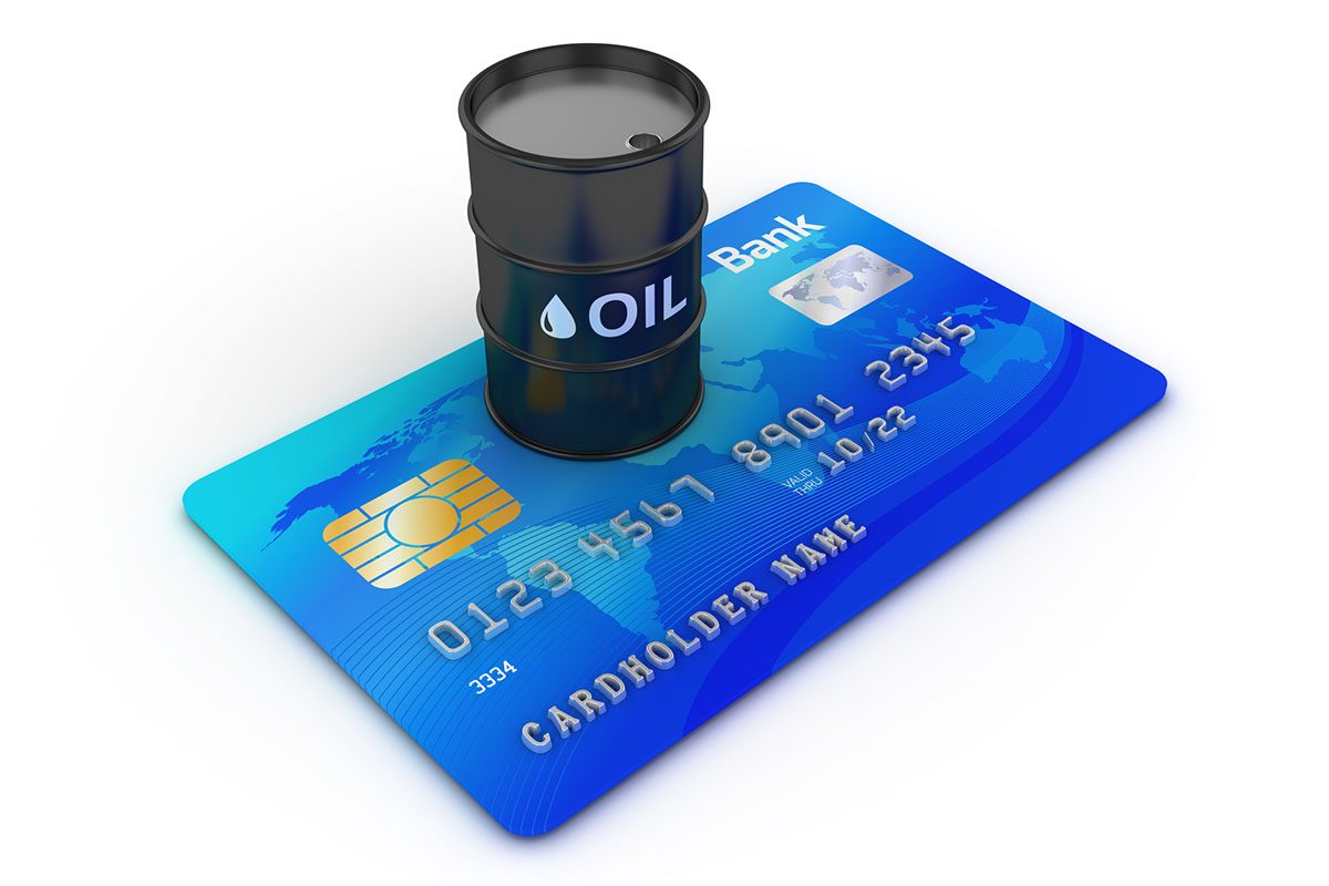 Tiny Black Oil Drum on Bank Credit Card