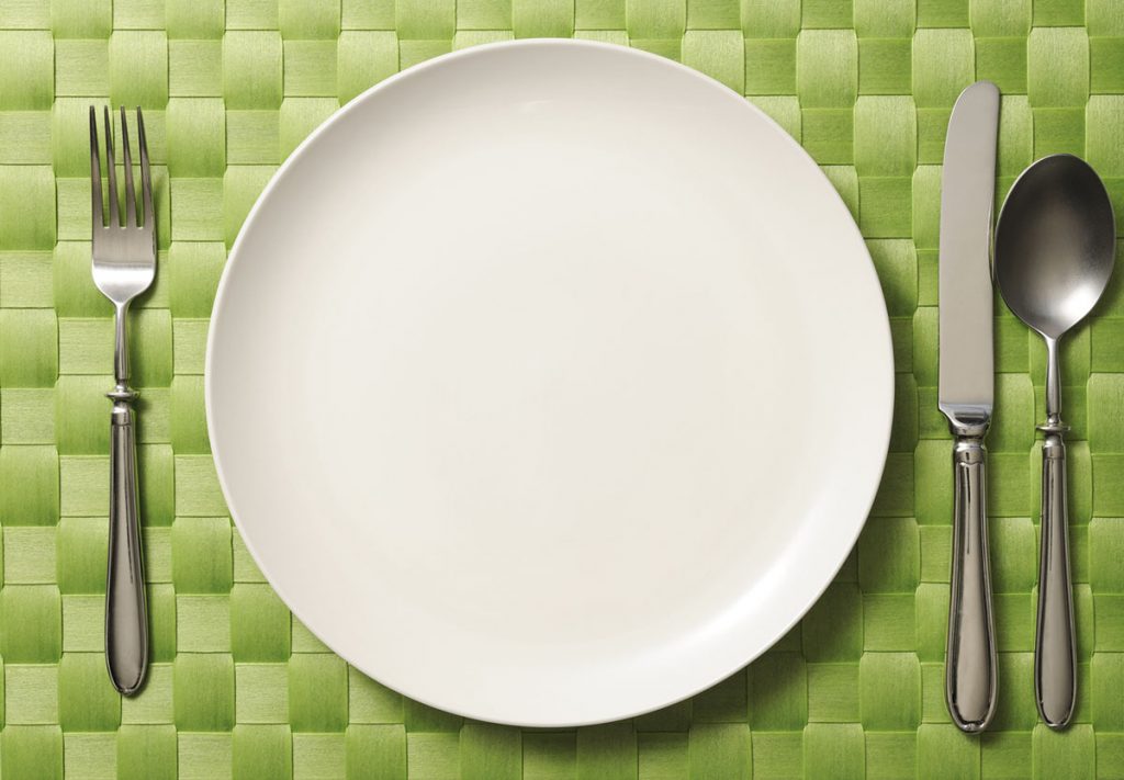 Place Setting on Green Place Mat